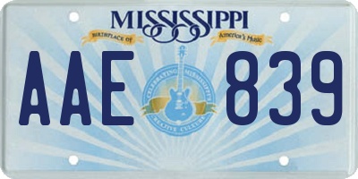 MS license plate AAE839