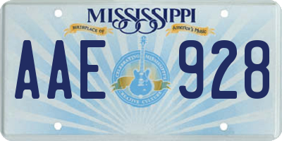 MS license plate AAE928