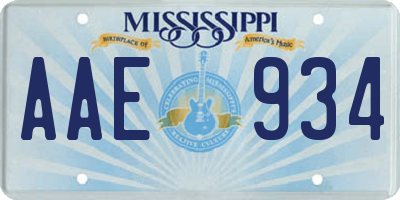 MS license plate AAE934