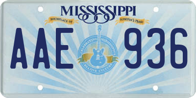 MS license plate AAE936