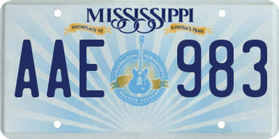 MS license plate AAE983