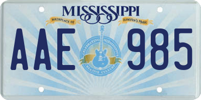 MS license plate AAE985