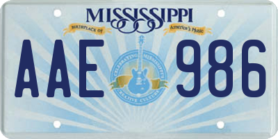MS license plate AAE986
