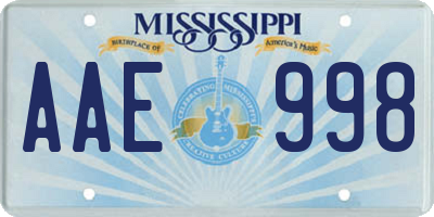 MS license plate AAE998
