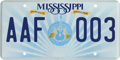 MS license plate AAF003