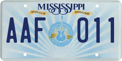 MS license plate AAF011