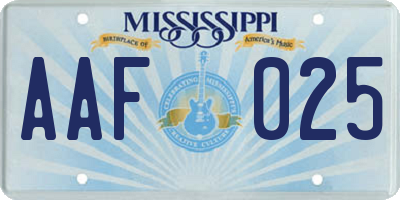 MS license plate AAF025