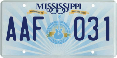 MS license plate AAF031