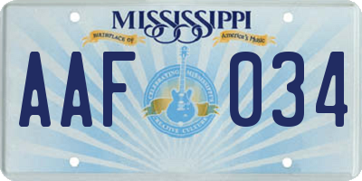 MS license plate AAF034