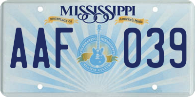 MS license plate AAF039