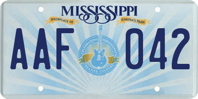 MS license plate AAF042