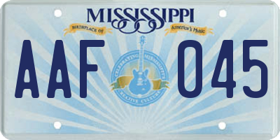 MS license plate AAF045