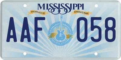 MS license plate AAF058