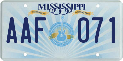 MS license plate AAF071