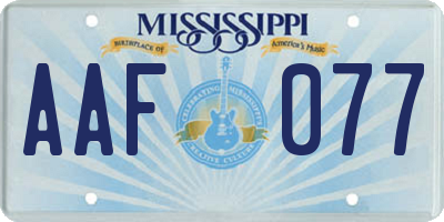 MS license plate AAF077