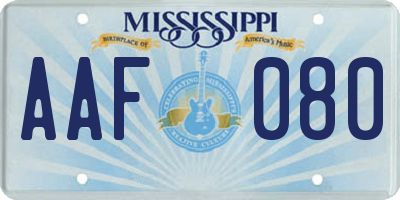 MS license plate AAF080