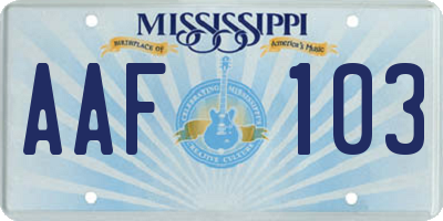 MS license plate AAF103