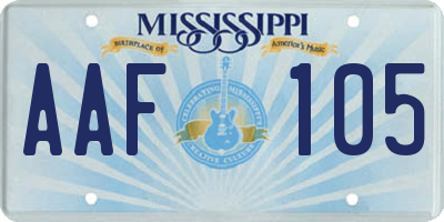 MS license plate AAF105