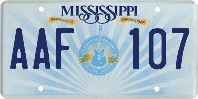 MS license plate AAF107