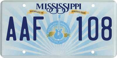 MS license plate AAF108