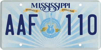 MS license plate AAF110