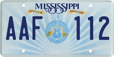 MS license plate AAF112