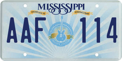 MS license plate AAF114