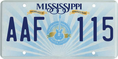 MS license plate AAF115