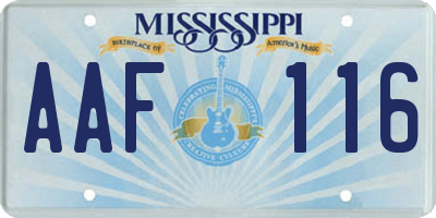 MS license plate AAF116