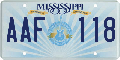 MS license plate AAF118