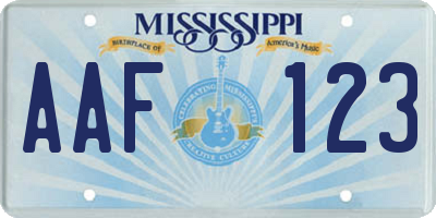 MS license plate AAF123