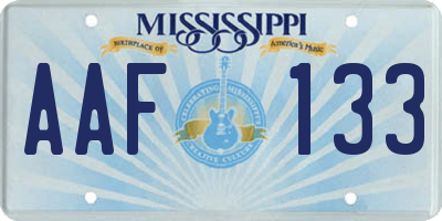 MS license plate AAF133