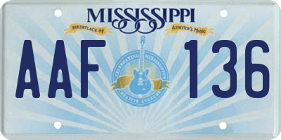 MS license plate AAF136