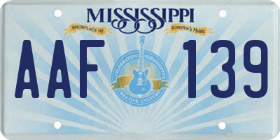 MS license plate AAF139