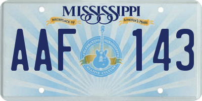 MS license plate AAF143