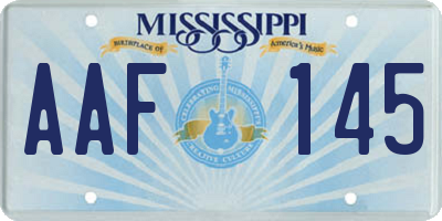 MS license plate AAF145