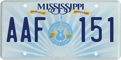 MS license plate AAF151