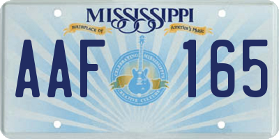 MS license plate AAF165