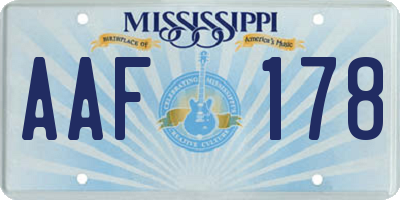 MS license plate AAF178