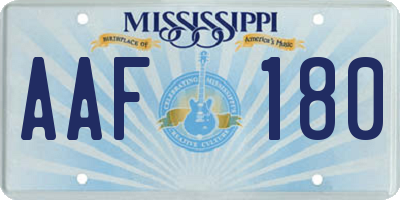 MS license plate AAF180