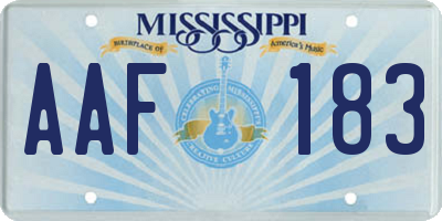 MS license plate AAF183