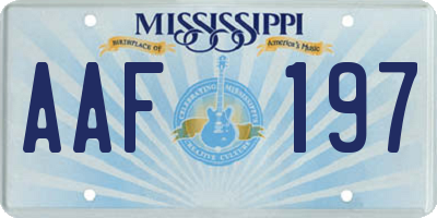 MS license plate AAF197