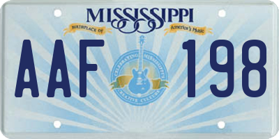 MS license plate AAF198