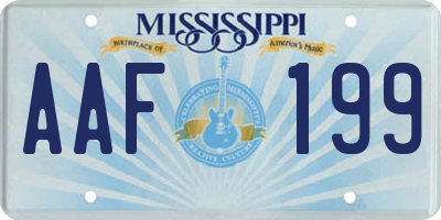 MS license plate AAF199