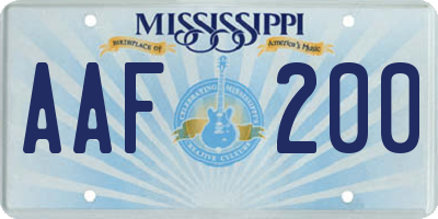 MS license plate AAF200