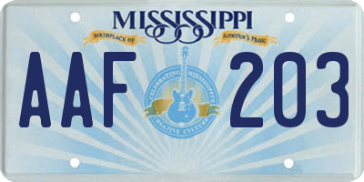 MS license plate AAF203