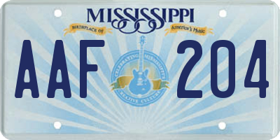 MS license plate AAF204