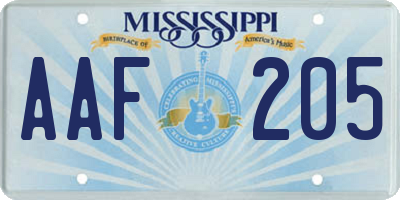 MS license plate AAF205