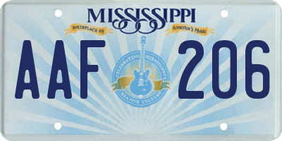 MS license plate AAF206