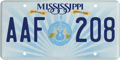 MS license plate AAF208